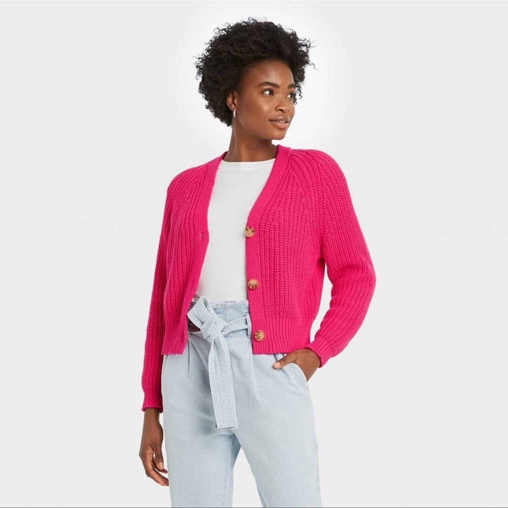 🌷BOGO A New Day Pink Chunky Button Down Sweater